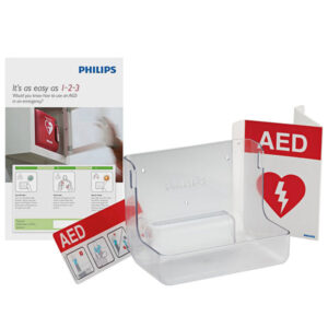 Philips AED Wall Mount for Defibrillator and Awareness Signage Bundle