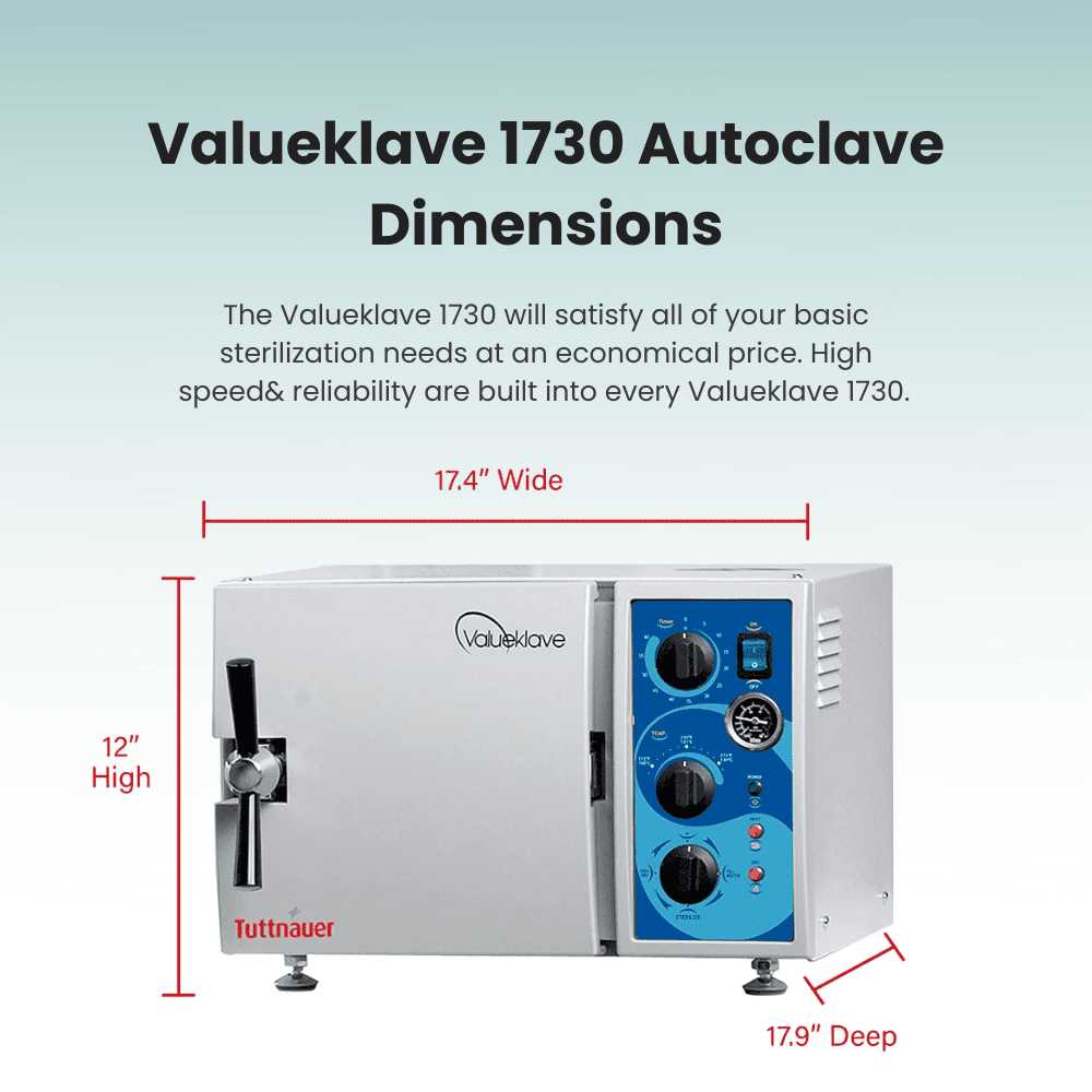 Tuttnauer 1730M Valueklave Manual Autoclave Steam Sterilizer One Beat