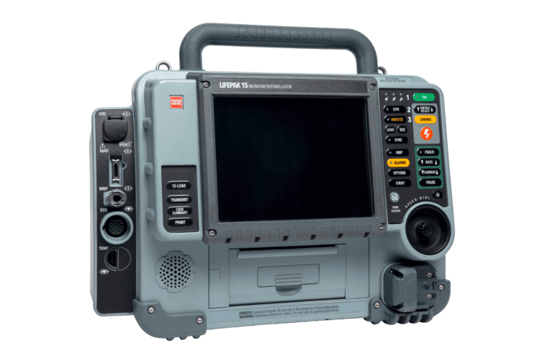 angle view of lifepak 15 defibrillator