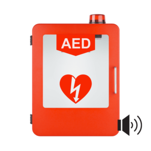 red alarmed universal aed cabinet